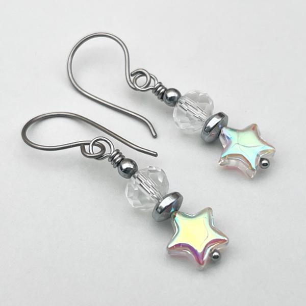 Iridescent Lucite Star Beads, Approx 10mm, 100pcs