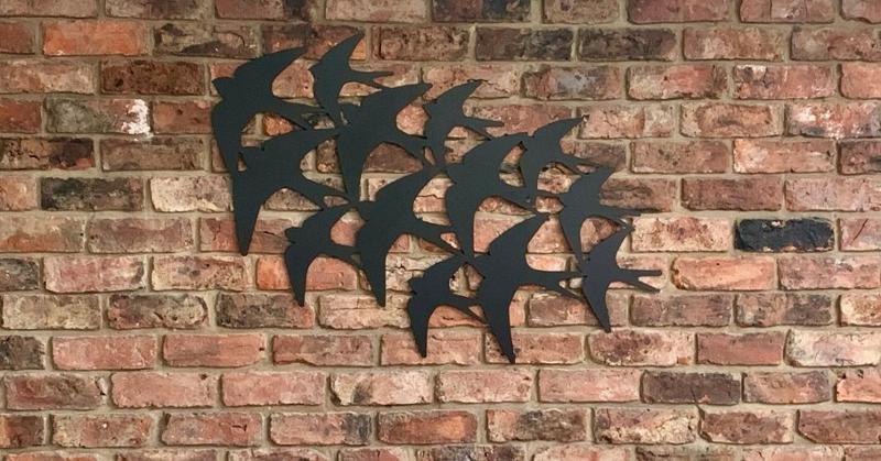 Swallows Garden Wall Ornament, Matte Black