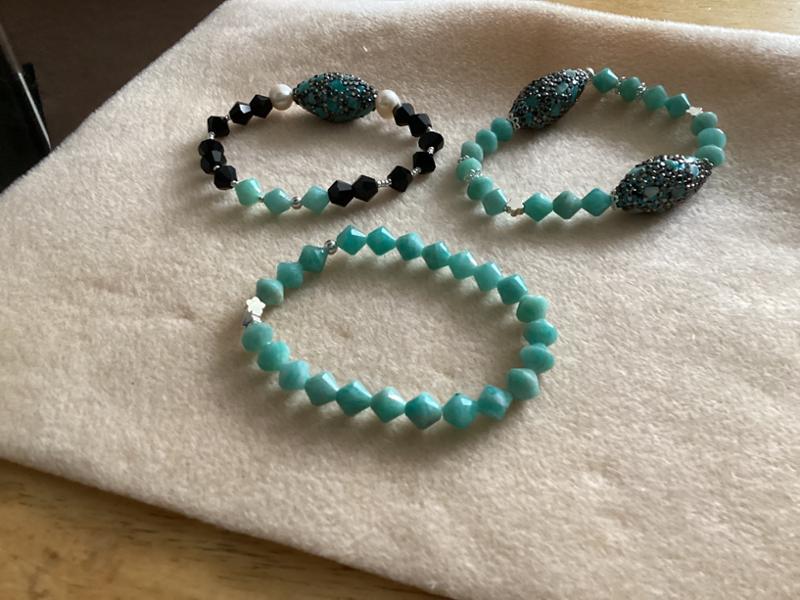 Silver Plated Base Metal, Amazonite Rice Dazzle Bead & Bicone Project With Downloadable Instructions By Debbie Kershaw
