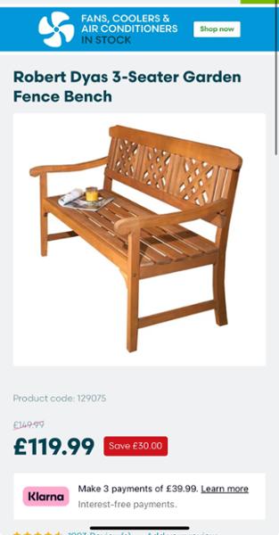 Garden Bench, 5ft Wide (1.5m) with Grey Seat Cushion