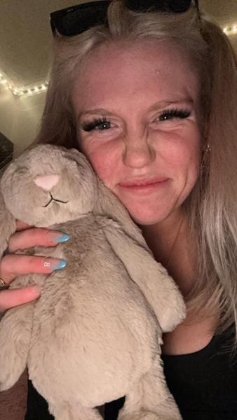 Personalised on ear Jellycat bashful bunny soft toy in a choice of colours