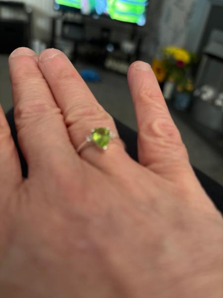 Size N to O Jilin Peridot & White Zircon Sterling Silver Ring ATGW 1.30cts