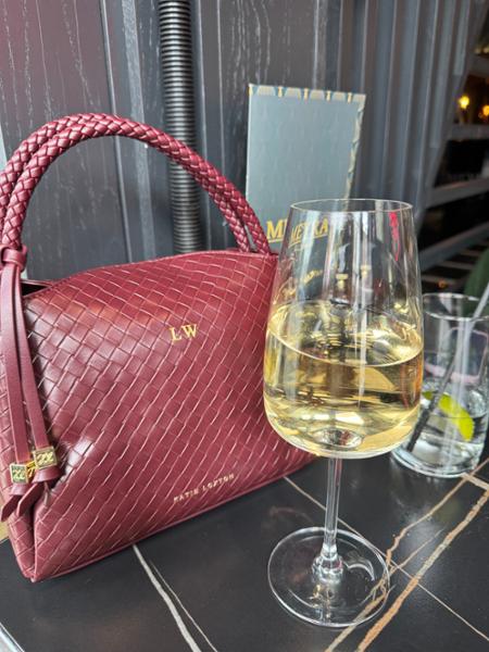 Nova Woven Texture Top Handle Bag in Cherry