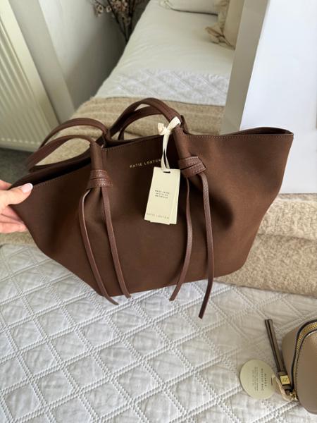 Celina Small Suedette Tote Bag in Chocolate