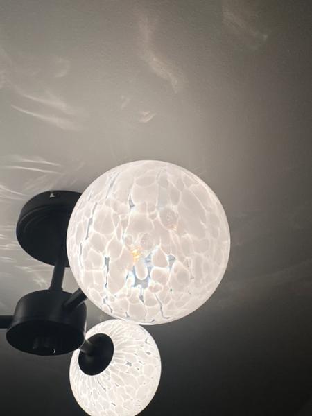 Designer Matte Black Ceiling Light with White Confetti Snowflake Glass Shades