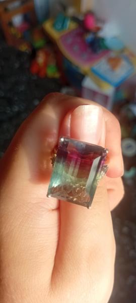 Size P to Q  7.30cts Zebra Fluorite Sterling Silver Ring