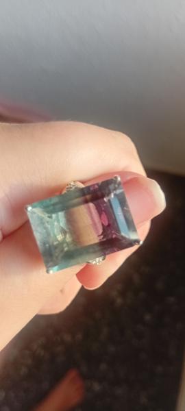 Size P to Q  7.30cts Zebra Fluorite Sterling Silver Ring