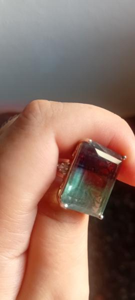 Size P to Q  7.30cts Zebra Fluorite Sterling Silver Ring