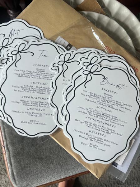 Weddings menus