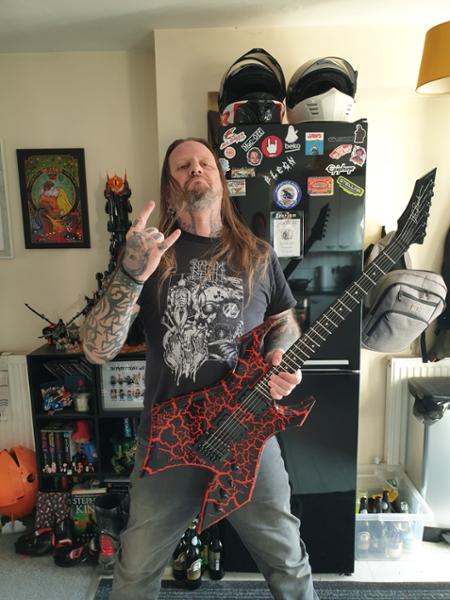 BC Rich Warlock Legacy with Kahler Trem Electric Guitar in Red Crackle