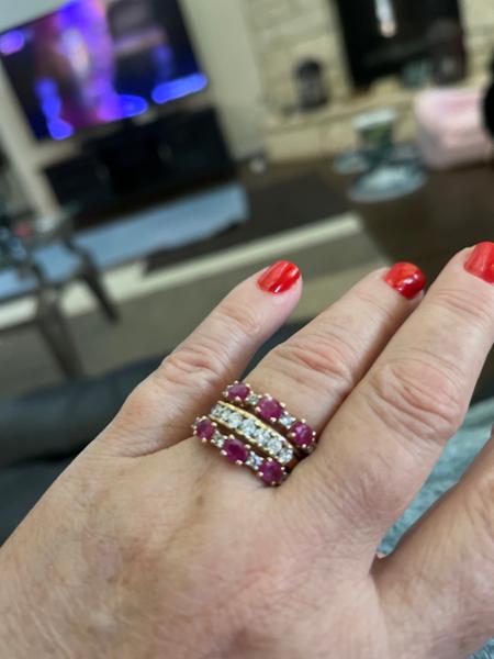 Size N to O Burmese Red Ruby & White Zircon 9K Gold Ring ATGW 1.10cts