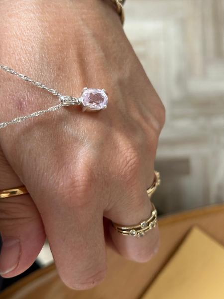 Brazilian Kunzite & White Zircon Sterling Silver Pendant ATGW 3.40cts