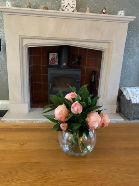 Faux Deep Pink Peonies in Globe | Floralsilk