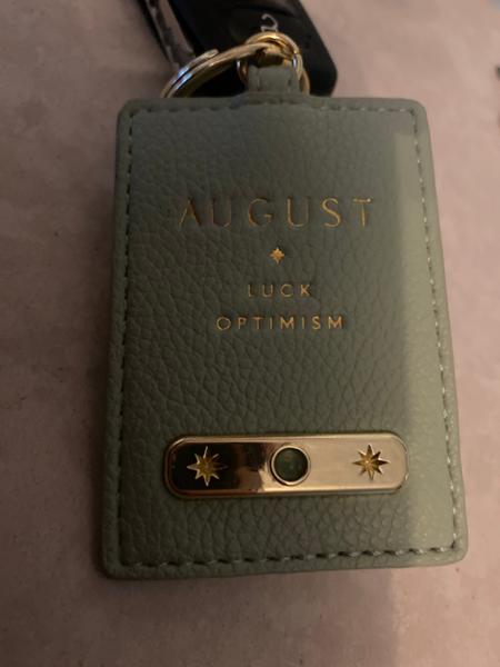 'August' Birthstone Keyring in Sage Green