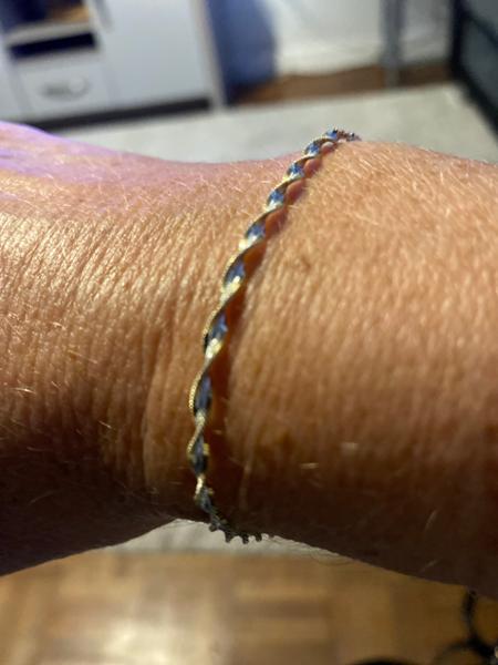 7.5" Two Tone Sterling Silver Altro Twisted Herringbone Bracelet 2.00g