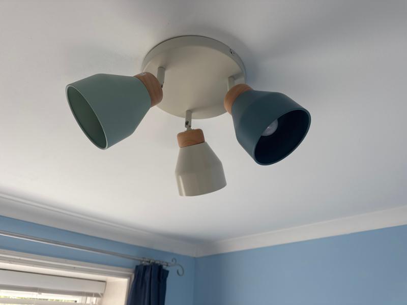 Modern Scandinavian Style Spot Ceiling Light in Grey and Dusk and Duck Egg Blue
