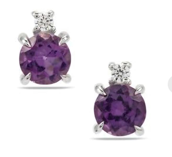 Natural Kariba Amethyst & White Zircon Sterling Silver Earrings ATGW 0.80ct