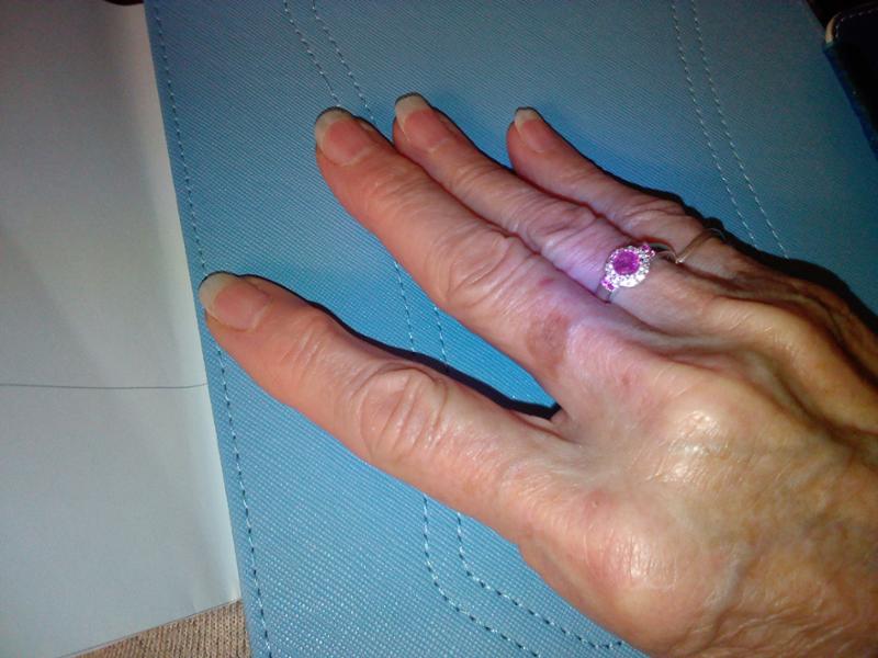 Size L to M Ilakaka Hot Pink Sapphire & White Zircon Sterling Silver Ring ATGW 0.80cts (F)