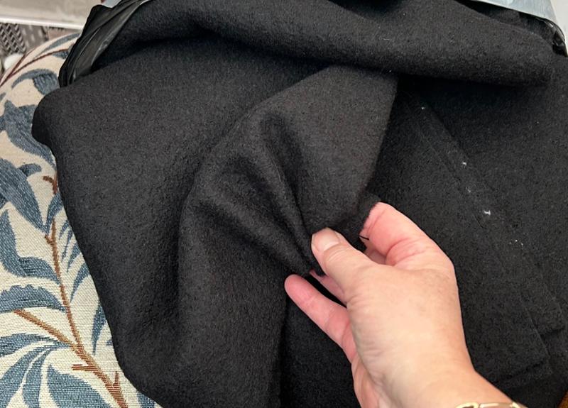 Black Boiled Wool Fabric 0.5m