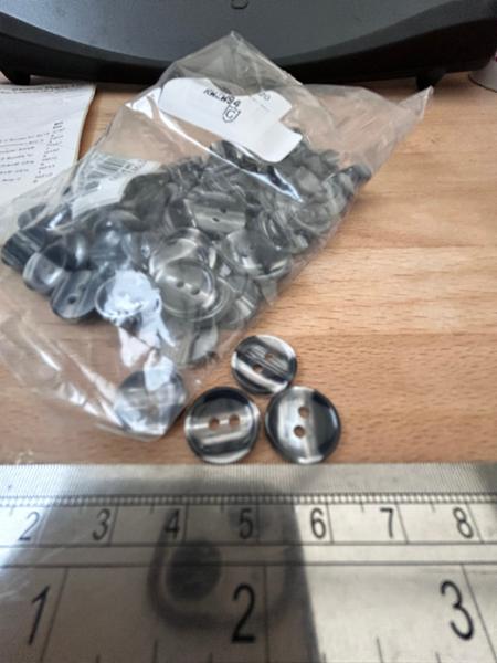 Stripe Button Dark Grey 12mm (Pack of 100)