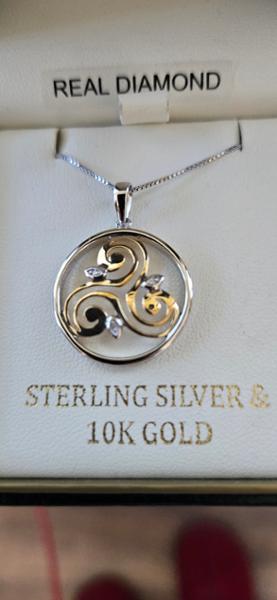 Silver and Gold Round Triskele Pendant