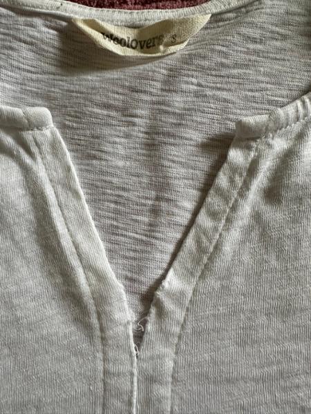 Long sleeve notch neck top - looks good, great fit, bad finish at notch.