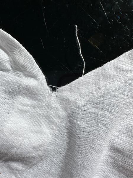 Long sleeve notch neck top - looks good, great fit, bad finish at notch.