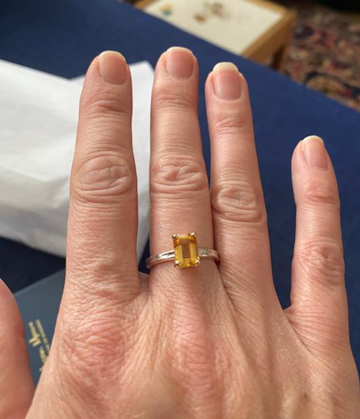 “Guinevere” silver citrine ring