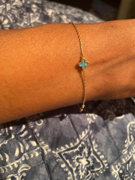 9ct Yellow Gold Turquoise Clover Bracelet