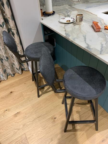 Chuppo Hyde - Steel Framed Bar Stool with Leather Upholstery and Low Backrest