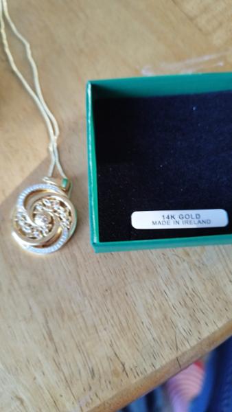Diamond Gold Sterling Silver Irish Celtic Warrior Trinity knot Necklace Irish Made