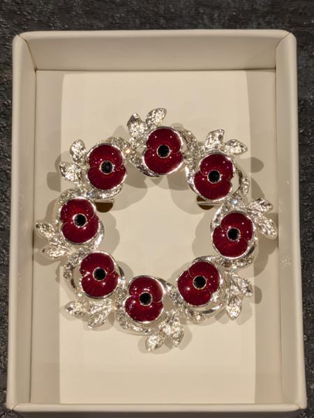 Crystal Poppy Wreath Brooch