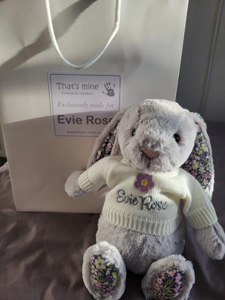 Jellycat blossom silver 'bloom' bunny soft toy