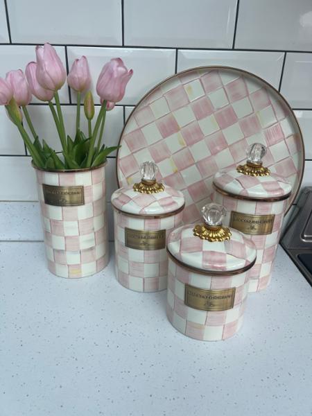 Mackenzie Childs Rosy Check medium canister