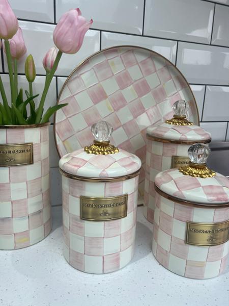 Mackenzie Childs Rosy Check medium canister