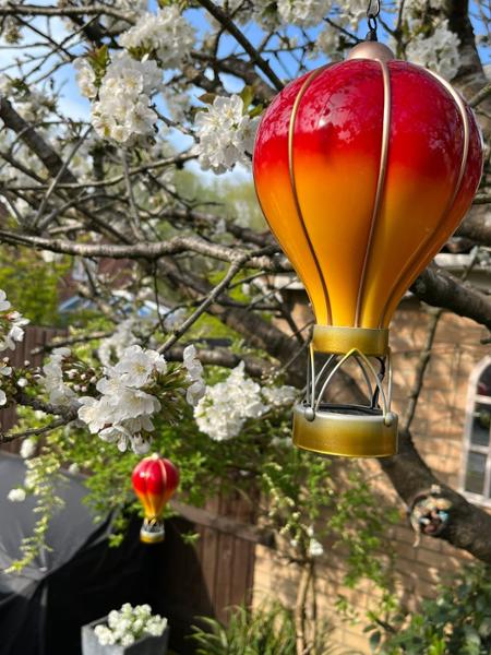 Flame Red Hanging Solar LED Small Hot Air Balloon-45cm
