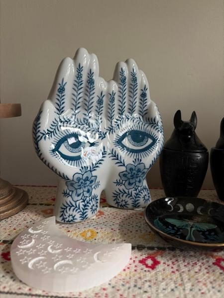Blue & White Hands Sculpture