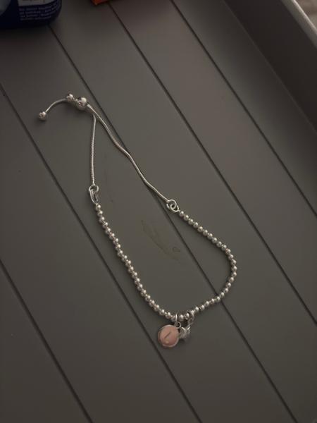 Sterling Silver Ball Slider Bracelet - Silver Star With Engraved Initial Disc