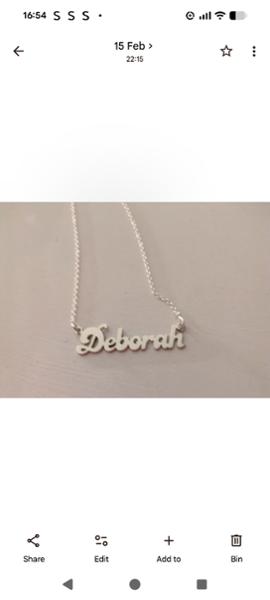 Retro name silver necklace