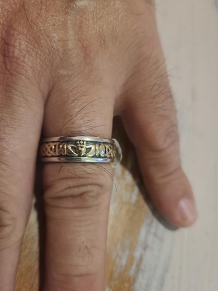 Wide Claddagh Band with Celtic Weave, Sterling Silver & Yellow Gold