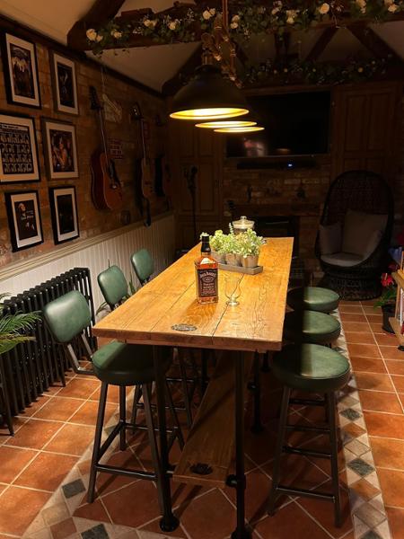 Chuppo Hyde - Steel Framed Bar Stool with Leather Upholstery and Low Backrest