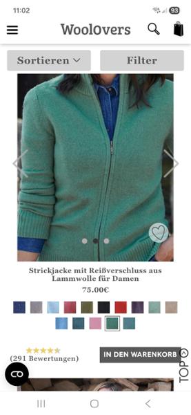 Strickjacke mit Reißverschluss aus Lammwolle für Damen