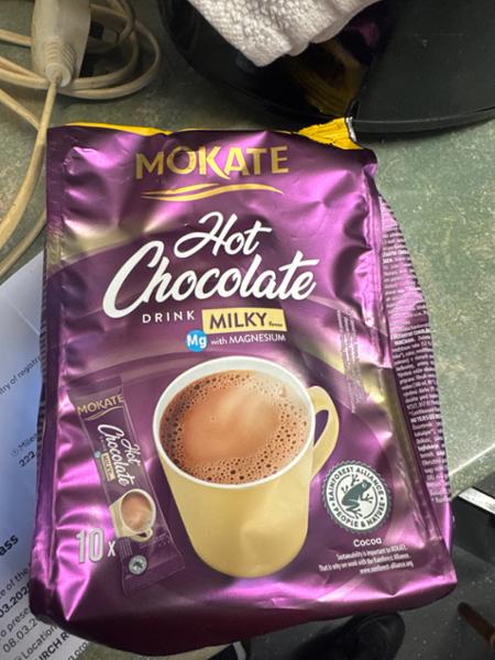 Mokate Instant Hot Chocolate Sachets (10) 18g, Rainforest Alliance-certified, Individually wrapped