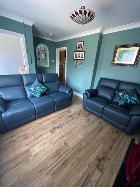 Beautiful two and three leather reclining sofas