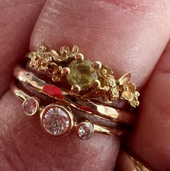 9ct Rose Gold hammered effect ring