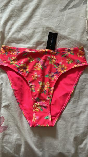 Womens Pink Floral Tropical High Waist Bikini Briefs