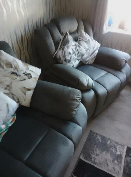 Chenille Fabric Grey Manual Recliner Chair TOLEDO