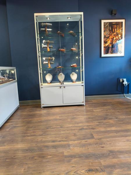 Silver Panorama Glass Display Cabinets - Tall Extra Wide With Storage