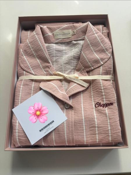 Stripe Print Pyjama Gift Set in Pink and White