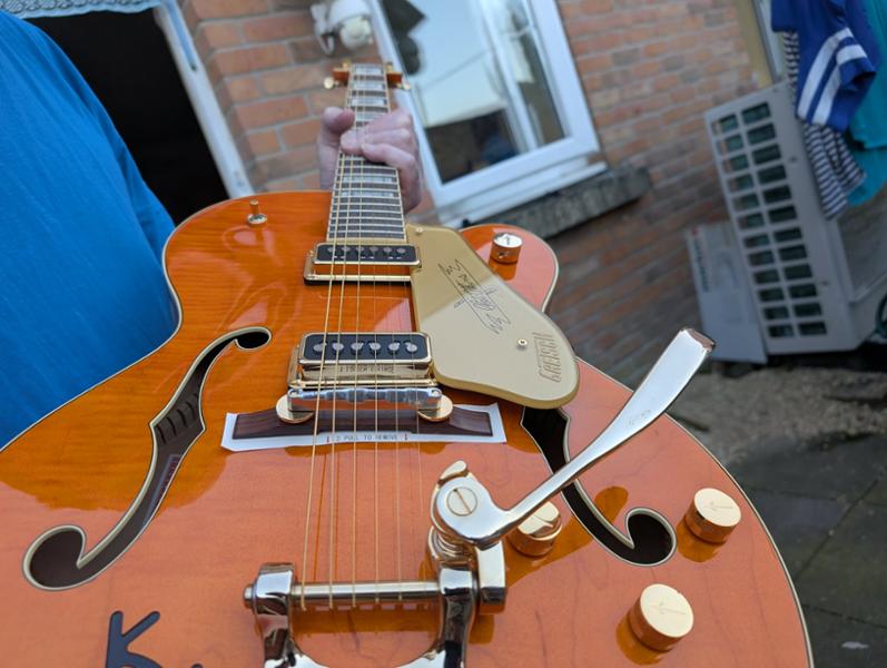 Gretsch G6120T-55 Vintage Select Edition '55 Chet Atkins Hollow Body with Bigsby, TV Jones, Vintage Orange Stain Lacquer